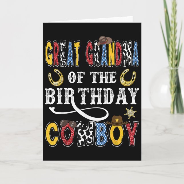 Carte Great Grandma Of The Birthday Cowboy Western Rodeo (Devant)