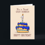 Carte Great Grandson 1er anniversaire, 1 sur le gâteau b<br><div class="desc">La carte la plus douce qui ait jamais eu un gâteau glacé bleu sucré et des bonbons sucrés colorés sur le devant porte un salut de 1er anniversaire pour votre petit-fils précieux. Envoyez-lui cette carte à la célébration de son premier anniversaire.</div>