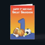 Carte Great Grandson 1er anniversaire Sports Balls<br><div class="desc">Les garçons aiment les balles et dès qu'il en tourne une,  vous pouvez déjà traiter votre petit-fils à une carte remplie de balles de sport pour son 1er anniversaire qui se produira dans un avenir proche.</div>