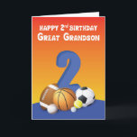 Carte Great Grandson 2e anniversaire Sports Balls<br><div class="desc">Les petits-fils sont des garçons spéciaux et les garçons spéciaux méritent des salutations spéciales. Cette carte enverra des salutations amusantes à votre plus cher petit-fils quand il célébrera son 2e anniversaire assez tôt. Prenez cette carte aujourd'hui !</div>