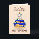 Carte Great Grandson 3e anniversaire, 3 sur le gâteau bl<br><div class="desc">Les trois grands sont au-dessus du gâteau bleu sucré couvert de bonbons colorés rend cette carte parfaite pour envoyer votre arrière petit-fils alors qu'il aura bientôt trois ans. Salue-lui un heureux 3ème anniversaire maintenant.</div>