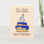 Carte Great Grandson 4e anniversaire, 4 sur le gâteau bl<br><div class="desc">Quand vous,  arrière petit-fils qui tourne quatre bonbons d'amour,  puis ne cherchez pas plus loin,  c'est la carte qui est parfaite pour l'envoyer et le saluer heureux 4ème anniversaire. Il va sûrement adorer ce gâteau bleu et les bonbons colorés sur le devant.</div>