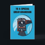 Carte Great Grandson 4e anniversaire Train bleu<br><div class="desc">Une grande carte pour un grand-fils. Votre petit garçon adorera recevoir ce train avec un grand numéro quatre pour son 4e anniversaire. Une carte très appropriée pour un garçon avec une jolie illustration sur un arrière - plan bleu qui va lui mettre un sourire sur le visage.</div>