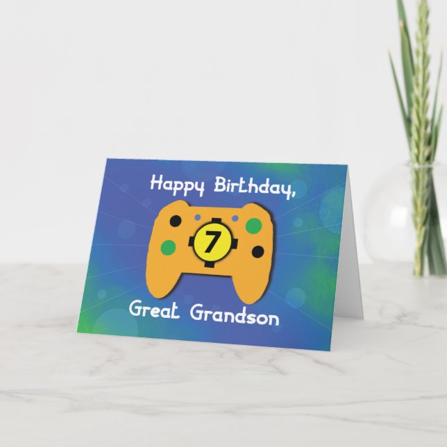 Carte Great Grandson 7 Year Old Birthday Game Controller (Devant)