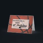 Carte Great Grandson 9e anniversaire Basketball Grand<br><div class="desc">Quand ce n'est pas un secret que votre arrière petit-fils est un fanatique de cerceaux durs alors pas besoin de réfléchir à deux fois sur cette carte. Parfait est le seul mot pour décrire cela, alors donnez-lui cette carte pour son 9ème anniversaire. LE TEXTE SUR LA COUVERTURE DE CETTE CARTE...</div>
