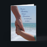 Carte Great Grandson Child Birthday Holding Hands Beach<br><div class="desc">Célébrez une spéciale aujourd’hui avec cette carte avec un adulte tenant la main d’un enfant sur la couverture. Une belle carte pour envoyer des voeux d'anniversaire à votre arrière-petit-fils chéri et aimé aujourd'hui.</div>