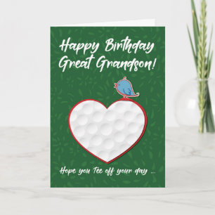 Carte Great Grandson Golf Sports Coeur Anniversaire