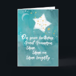 Carte Great Grandson Tween ou Ado Birthday Night Sky<br><div class="desc">Ton arrière petit-fils célèbre son anniversaire aujourd'hui. Cette carte est conçue pour l'inspirer et l'encourager à briller brillamment une personne. Il appréciera sûrement cette carte.</div>