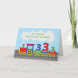 Carte Great Great Grand-petit-fils 3e anniversaire Train
