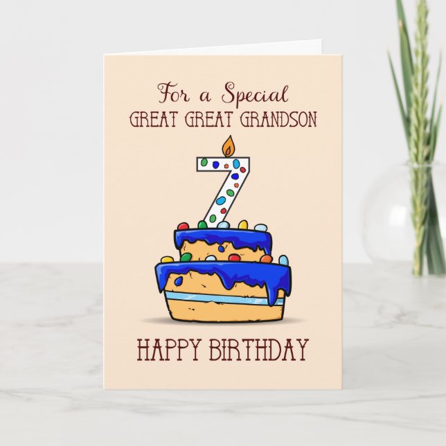 Carte Great Great Grandson 7e anniversaire, Sweet Blue C (Devant)