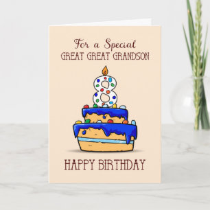 Carte Great Great Grandson 8e anniversaire, Sweet Blue C