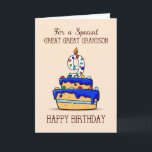 Carte Great Great Grandson 9e anniversaire, gâteau bleu<br><div class="desc">Il ne reste que quelques jours avant que votre petit-fils précieux n’ait neuf ans. Envoyez-lui des salutations spéciales ce jour-là et apportez-lui de bons voeux avec cette carte. Un gâteau sucré avec beaucoup de bonbons colorés est à l'avant de celui-ci.</div>