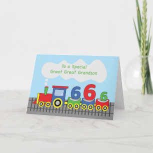 Carte Great Great Nephew 6e Anniversaire Train coloré