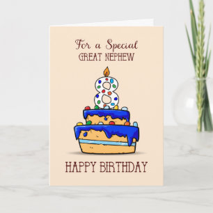 Carte Great Nephew 8e anniversaire, 8 sur Sweet Blue Cak