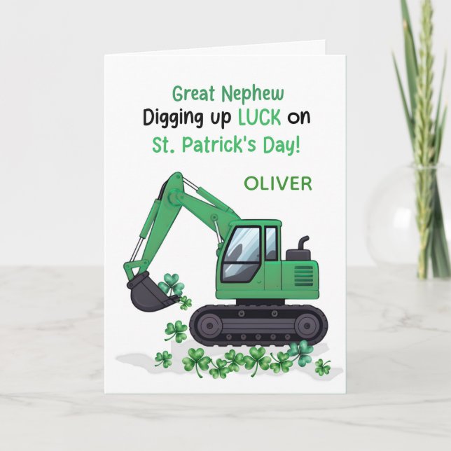 Carte Great Nephew St Patricks Day Construction Truck (Devant)