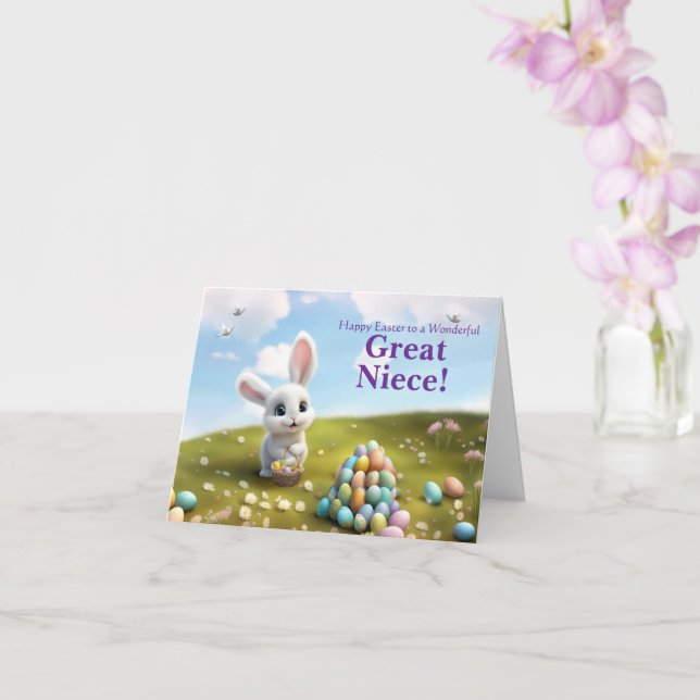 Carte Great Niece Easter with Fluffy Easter Bunny  (Orchidée)