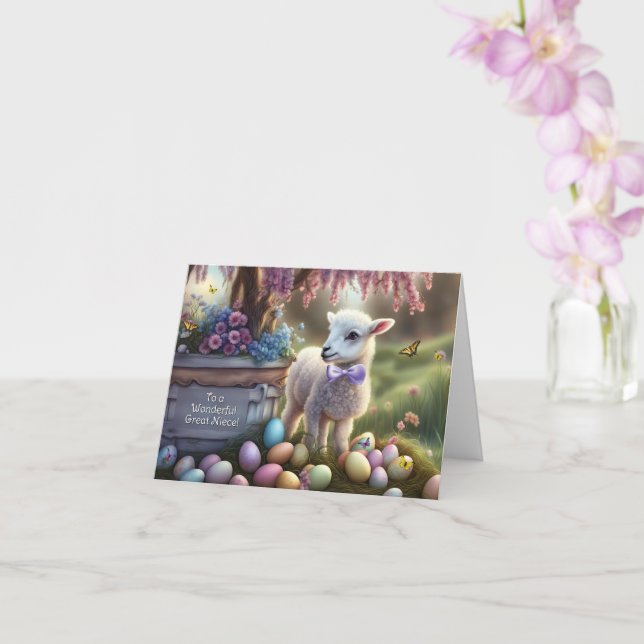 Carte Great Niece Happy Easter Cute Animals and Eggs  (Orchidée)