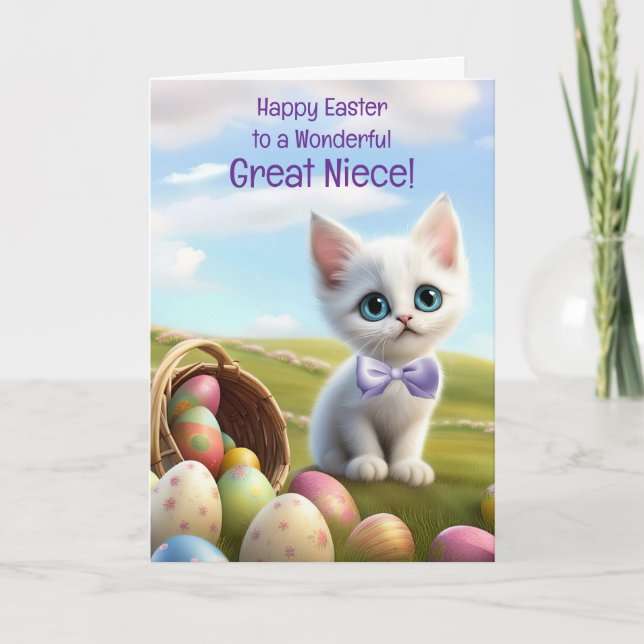 Carte Great Niece Happy Easter Cute Kitten (Devant)