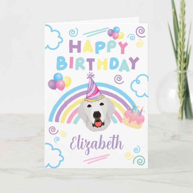 Carte Great Pyrenees Birthday Card in White (Devant)