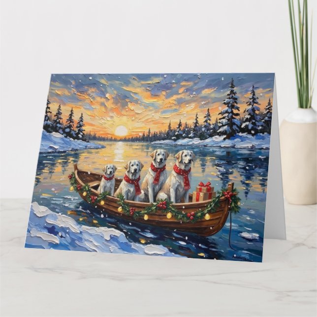 Carte Great Pyrenees Christmas Boat Holiday (Devant)