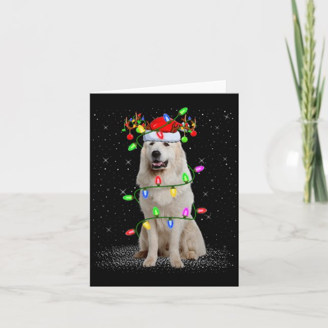Carte Great Pyrenees Dog Xmas Lights Santa Pet Dog Lover (Devant)
