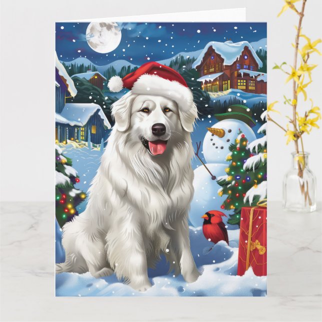 Carte Great Pyrenees Winter Wonderland Noël Joie (Fleur jaune)