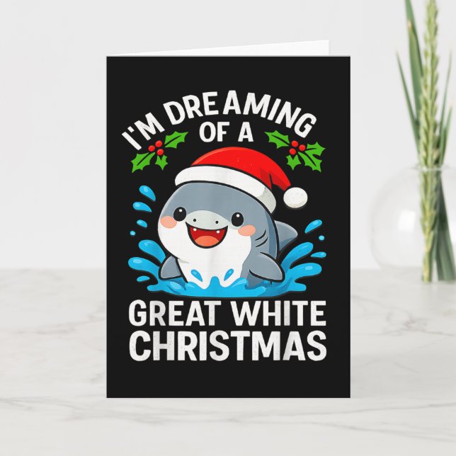 Carte Great White Christmas Shark Funny Santa Holiday Pu (Devant)