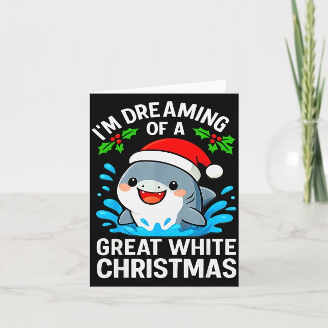 Carte Great White Christmas Shark Funny Santa Holiday Pu (Devant)