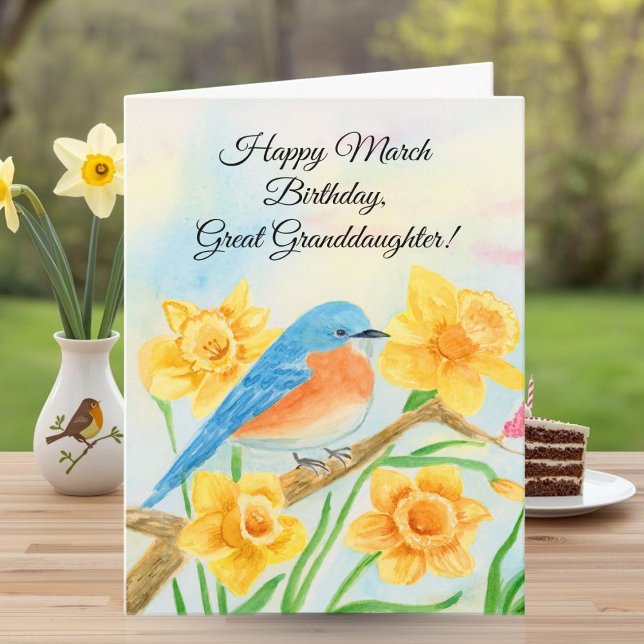 Carte GreatGranddaughter Happy March Birthday Blue Bird  (Créateur téléchargé)