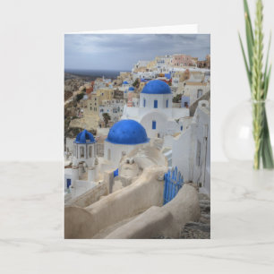 Carte Grèce, Santorin. Tour Bell et dômes bleus de 3