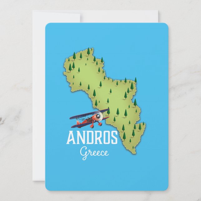 Carte grecque Andros affiche illustrée (Devant)