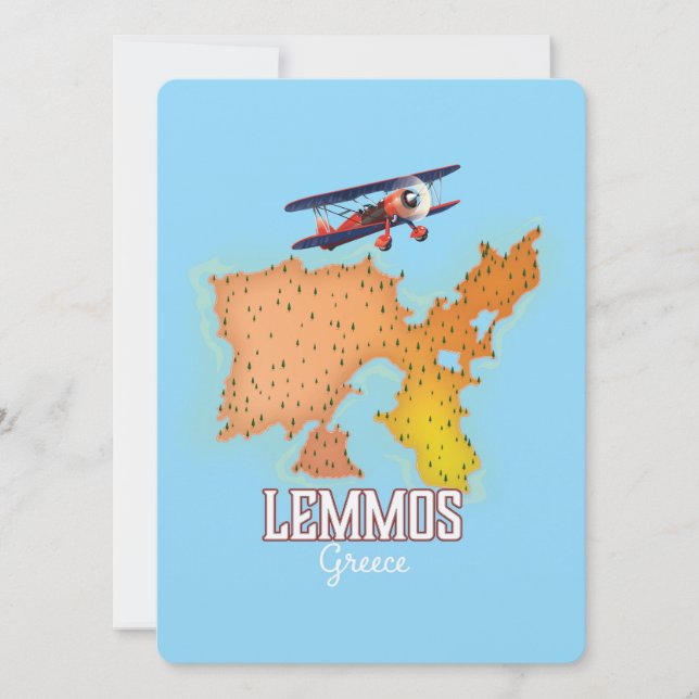 Carte grecque Lemmos Affiche de voyage illustrée (Devant)