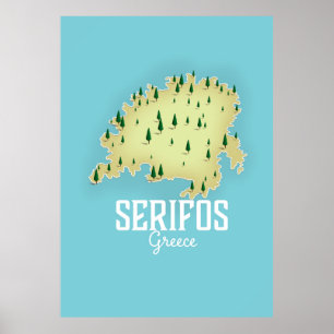 Carte grecque Serifos Affiche illustrée