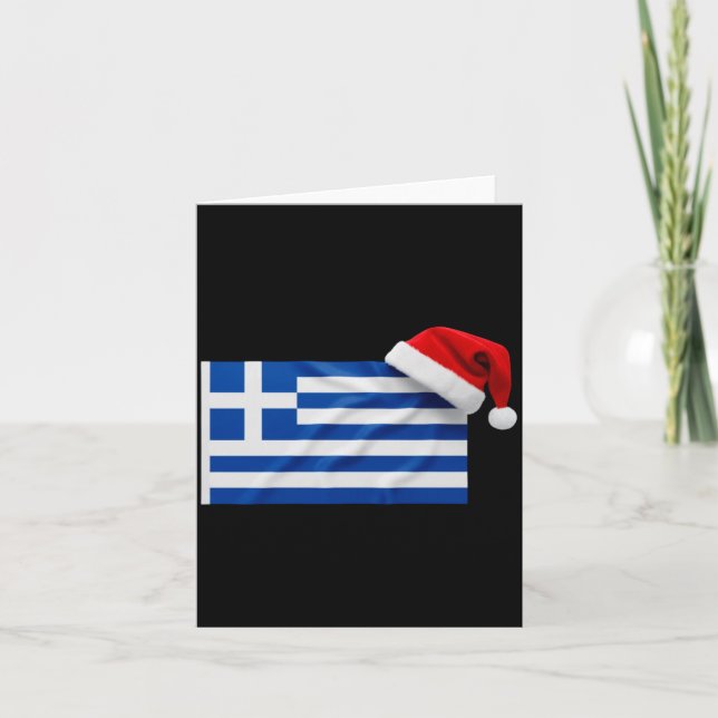 Carte Greek Flag Santa Hat Funny Greece Christmas Holida (Devant)