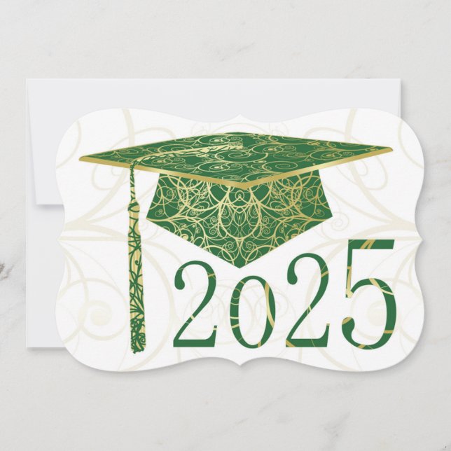 Carte Green and Gold Floral Casquette 2025 (Devant)