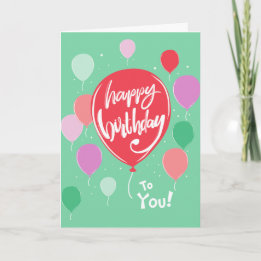 Carte Green Balloons Birthday Card