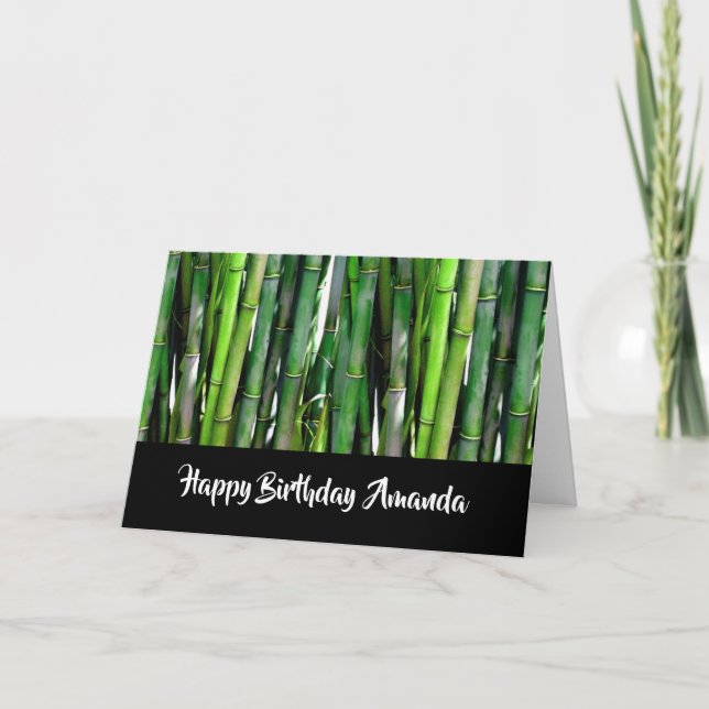 Carte Green Bamboo Stalks Nature Photographie Anniversai (Devant)