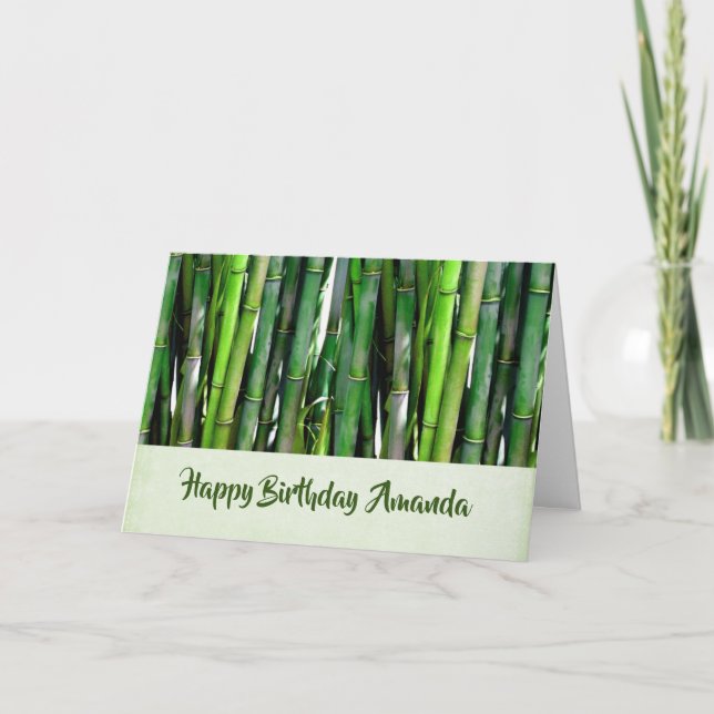 Carte Green Bamboo Stalks Nature Photographie Anniversai (Devant)