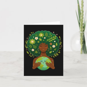 Carte Green Black Afro Mère Jour des terres Gaia Sauvez 