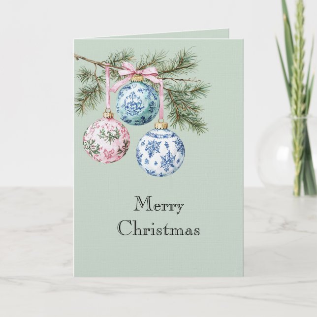 Carte Green Blue White Pink Christmas Tree Ornaments (Devant)