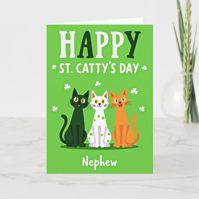 Carte Green Cats Shamrocks Happy Card (Devant)