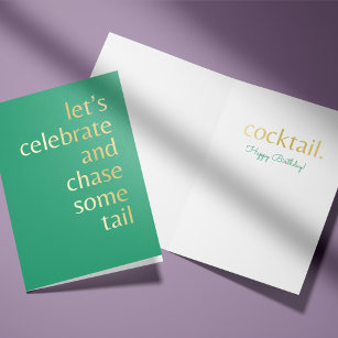 Carte Green Chasing Cocktail Celebration Card Anniversai
