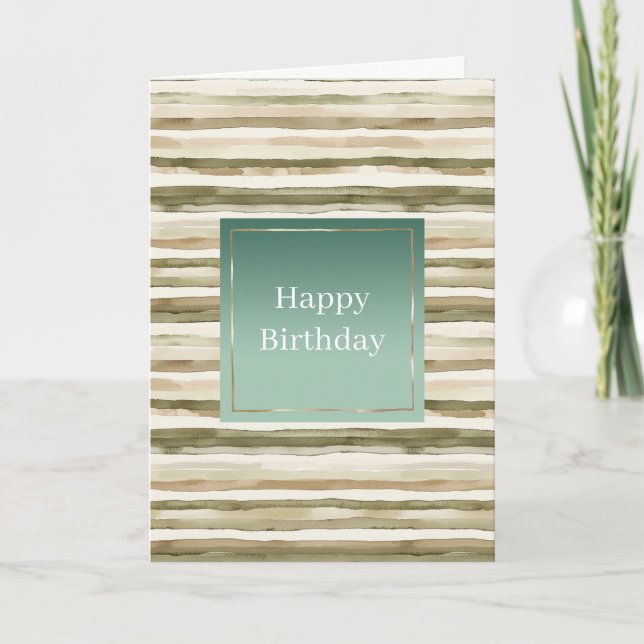 Carte Green Cream Gold Stripes (Devant)