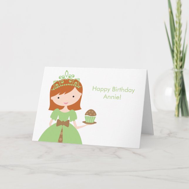 Carte Green Cupcake Princess Anniversaire (Devant)