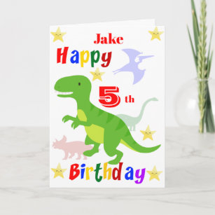Carte Green Dinosaur 5e anniversaire
