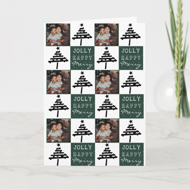 Carte Green Family Christmas Tree Collage photo (Devant)