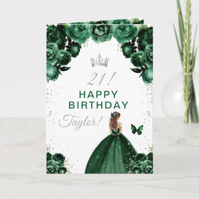 Carte Green Floral Brown Coiffeuse Joyeux anniversaire (Devant)