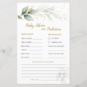 Carte Green & Gold Foliage Baby Prediction & Conse