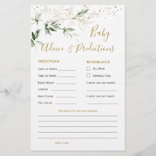 Carte Green & Gold Foliage Baby Prediction & Conse