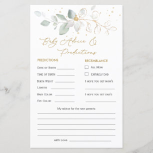 Carte Green & Gold Foliage Baby Prediction & Conse